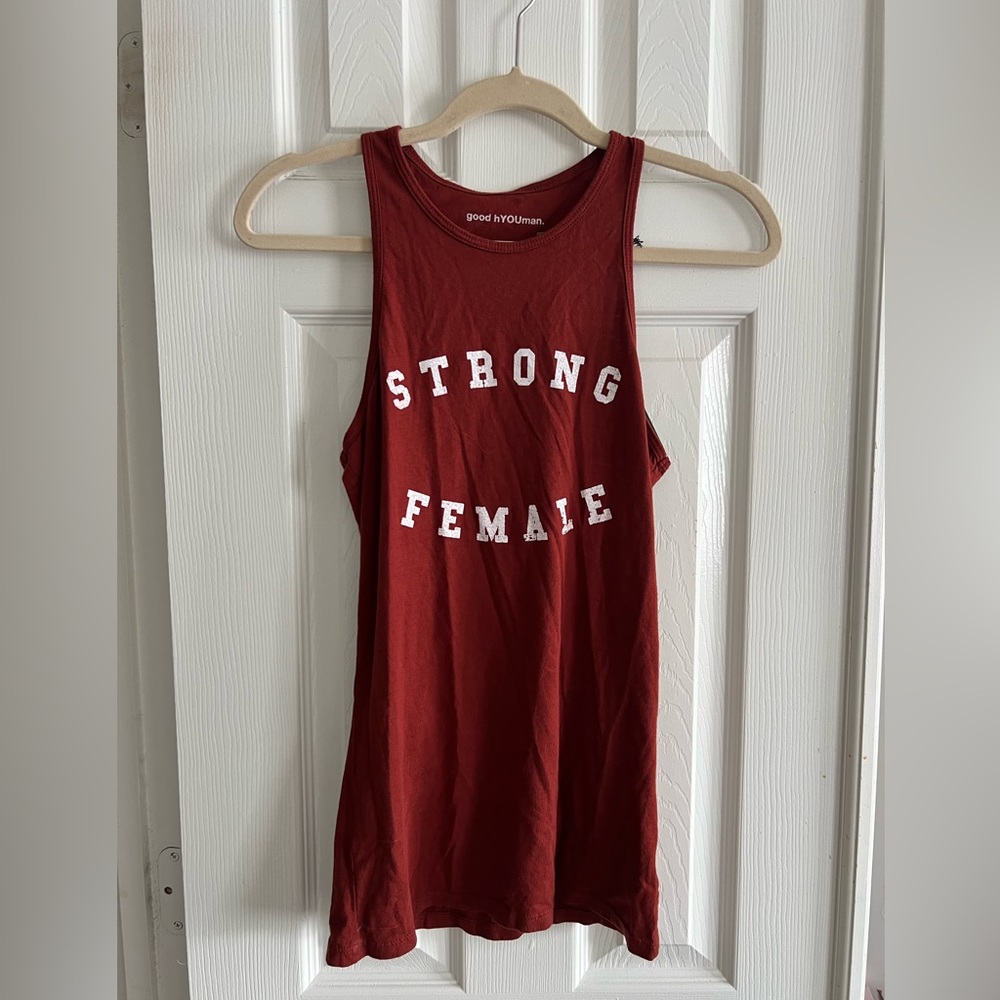 NWOT good hYOUman tank top strong female small rust colored